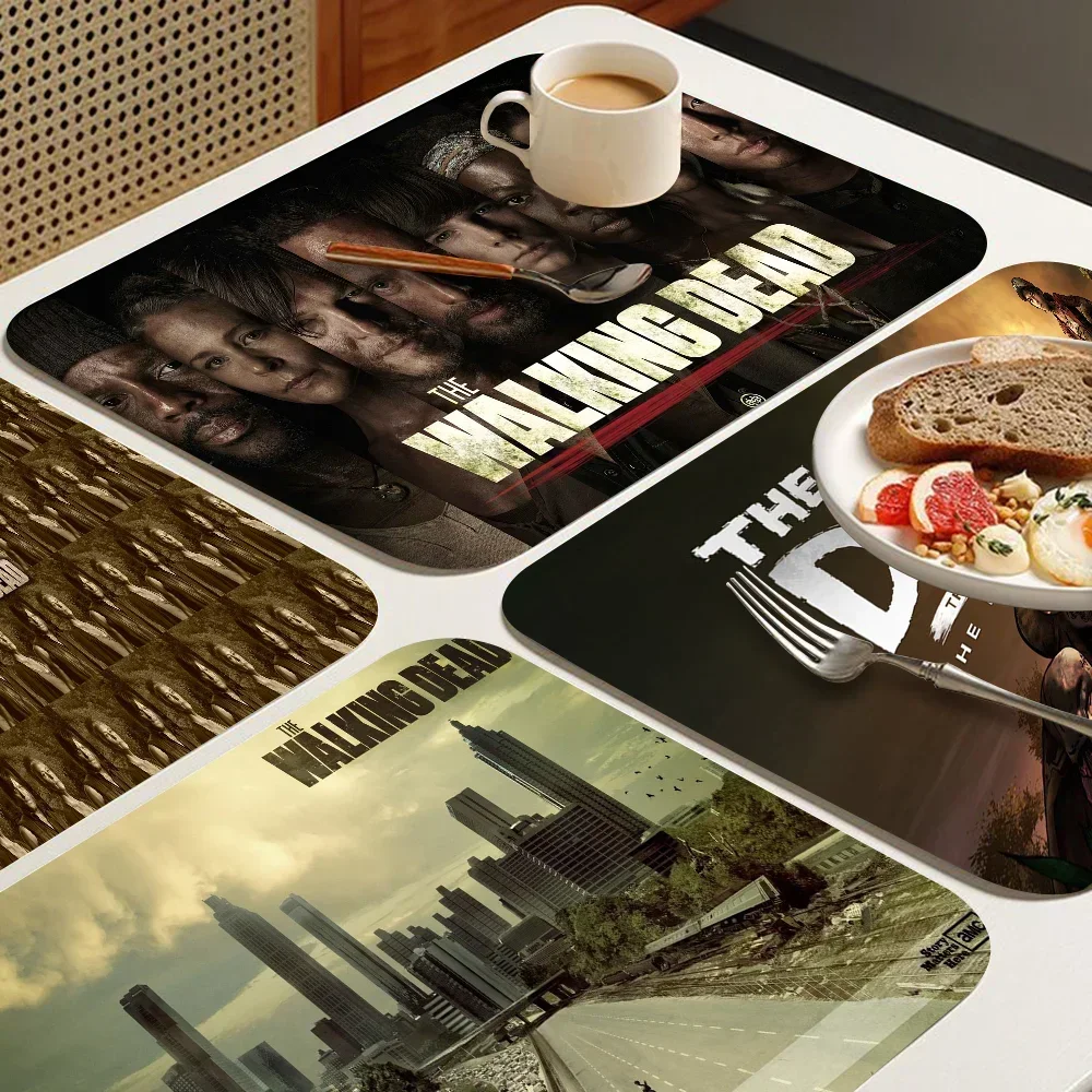 The Walking Dead Floor Mat Printed Dish Drying Mat Super Absorbent Coffee Drain Pad Dinnerware Placemat