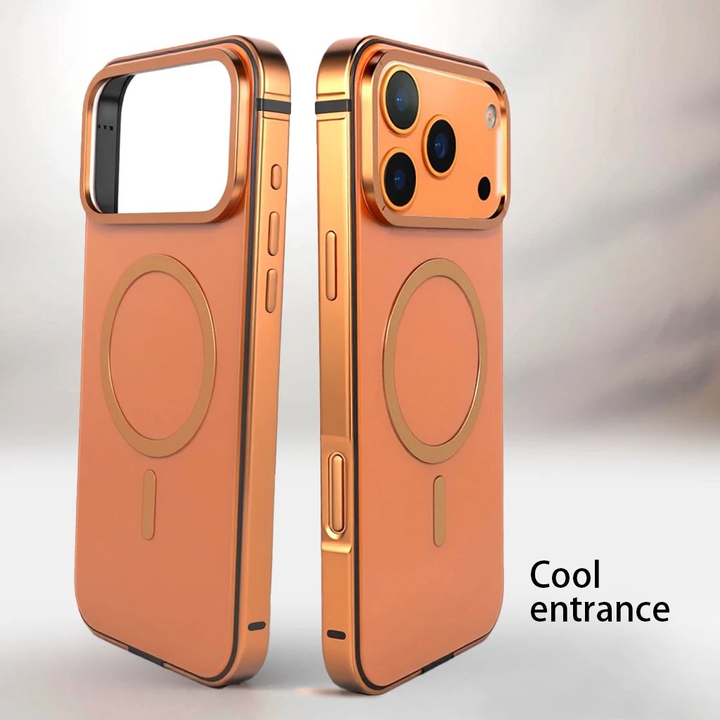 For iPhone 17 Promax Original Color Phone Case Magsafe Magnetic Wireless Charging Case IPhone 17 Pro Creative Metal Border Case - Image 4