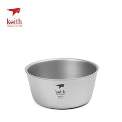 Keith 550ml Double-wall Titanium Rice Noodle Ramen Bowl Lunch Box 0.5L Salad Container Utensils For Tourism Tableware Ti5322
