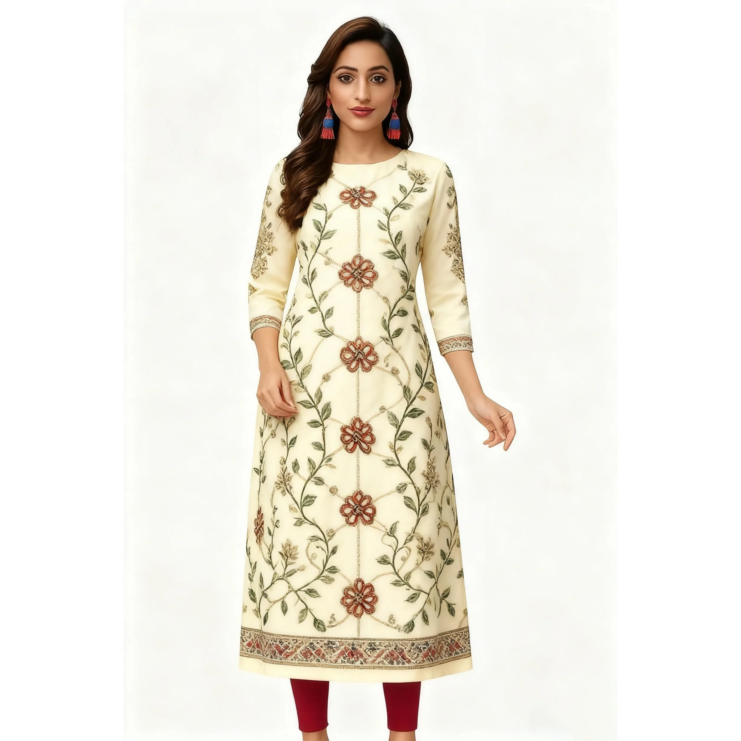 

Women's Kurt Fashionable And Elegant Muslim Kurtta Straight Tube Casual Comfortable Dress 2026 Abito Donna Musulmana Slit hem