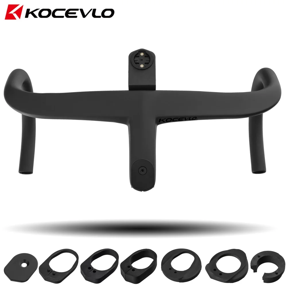 KOCEVLO Road Bike Full Carbon Fiber Stem Integrated Bicycle Handlebar For 28.6mm With Spacers Cycling Parts Accessories