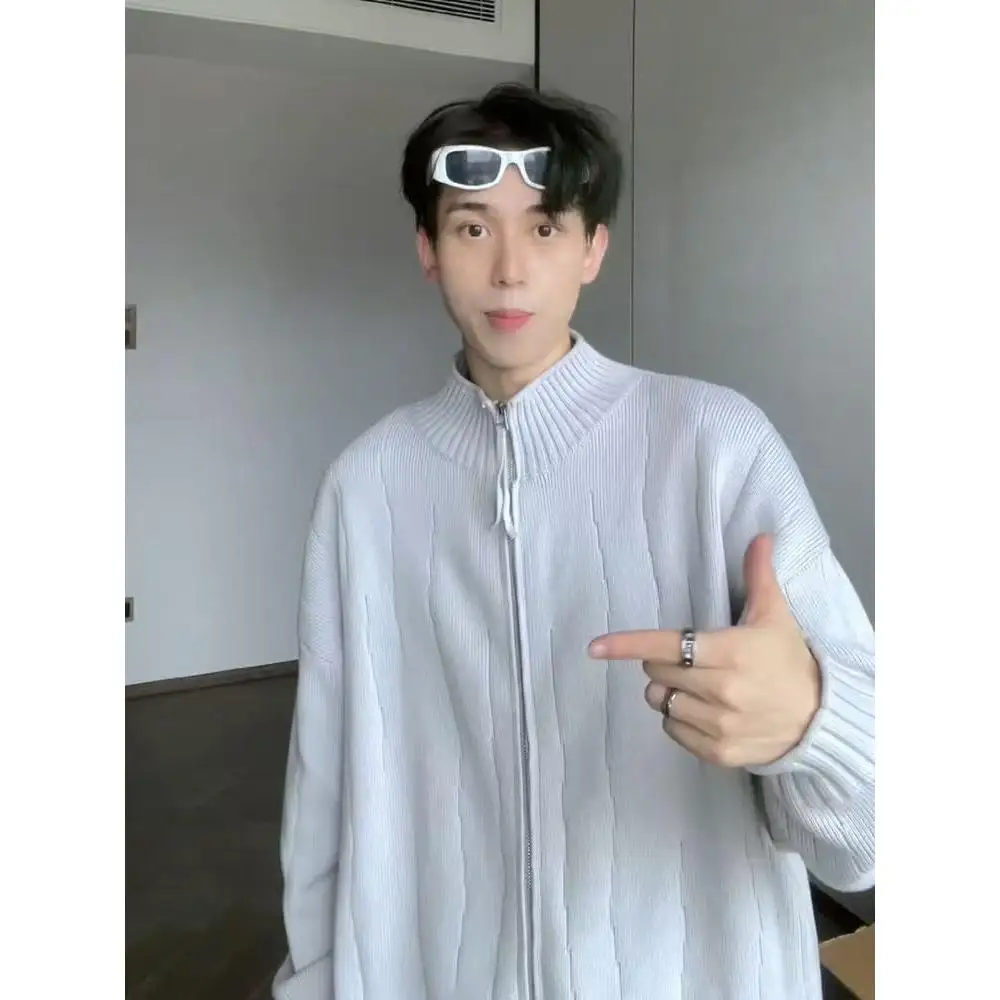 

Men's Knitted Open Cardigan Jaet Loose Casual Sle Stand Collar Winter Faion Urban Wear Polyester Fiber Long Sve