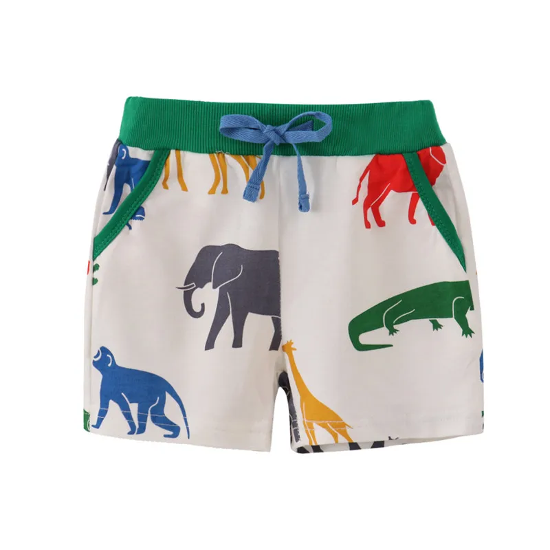 

2025 Jumping Meters Summer Boys Shorts Animals Print Drawstring Baby Boys Girls Short Pants Animals Children's Kids Trousers