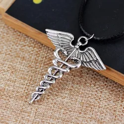 Percy Jackson Necklace Angle Wings Snake Ouroboros Magic Wand Caduceus Asclepius Pendant New Emergency Medical Jewelry Wholesale