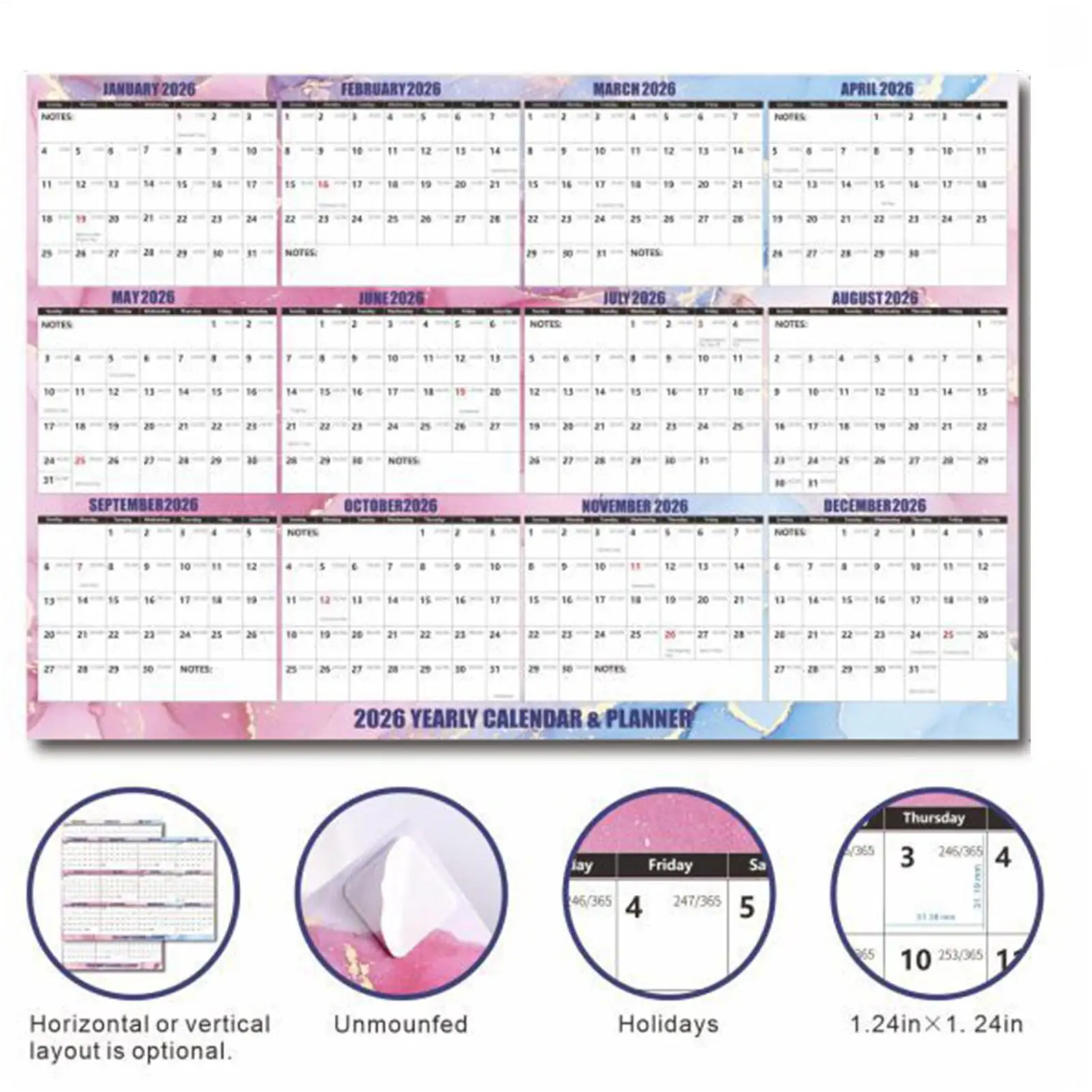 2026 Calendar Planner Thick Paper Smooth Writing Paper Calendar 2026 School Supplies For Marking Planner Schedule Planning Home