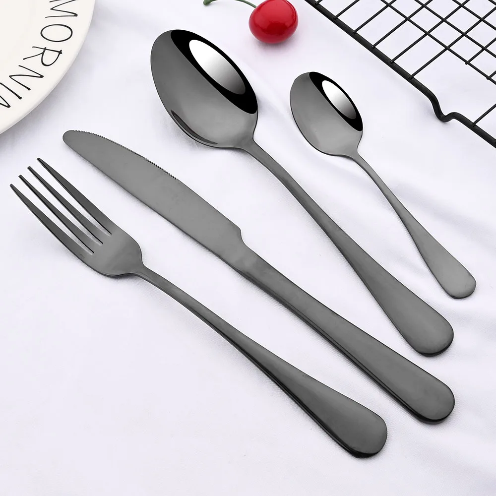 Red Silver Mirror Cutlery Set 24Pcs Dinnerware Set Flatware Cutlery Fork Knife Spoon Stainless Steel Silverware Tableware Set