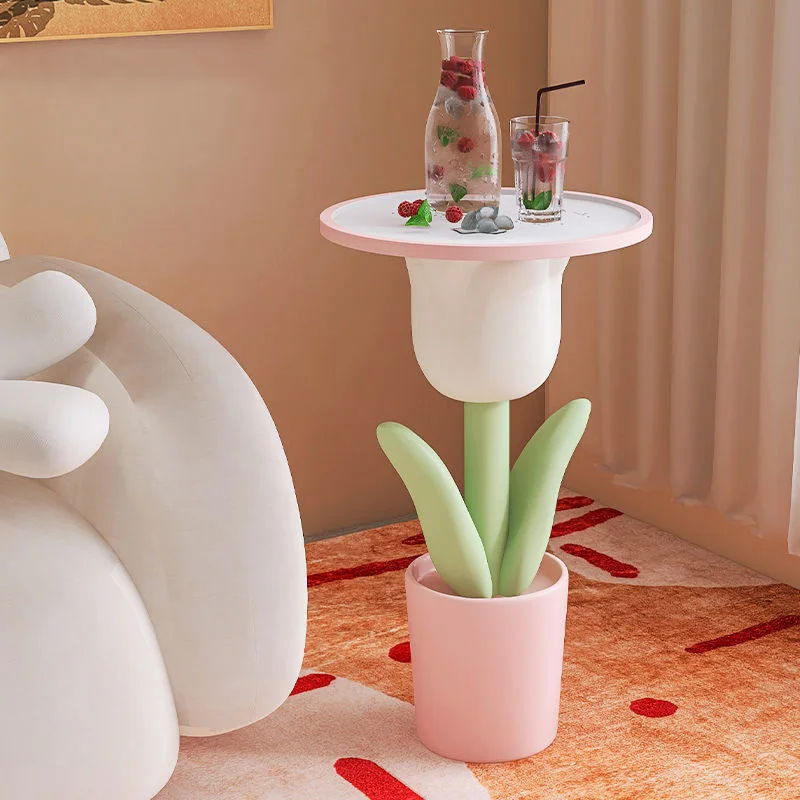 Nordic Style Tulip Shape Storage Side Table Living Room Sofa Side Small Coffee Table INS Bedroom Bedside Corner Table Home Decor