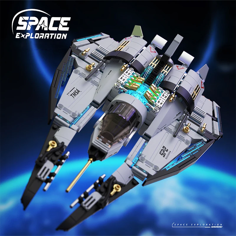 

Technical Space Exploration Interstellar Cruise Fighter Building Blocks High Tech City Aerospace Spaceship DIY Bricks Toys Gift