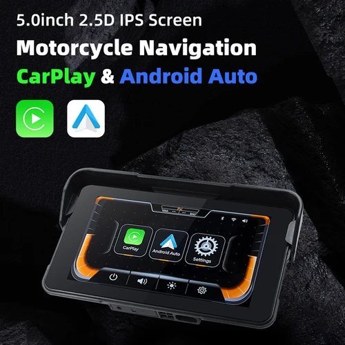 Imagen 2 del producto EKIY 5,0 pulgadas inalámbrico CarPlay Moto Android Auto portátil Digital motocicleta salpicadero GPS motocicleta pantalla de navegación