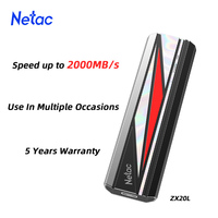 Netac ZX20L 20Gbps Portable SSD 2000MB/s 1TB 256GB 512GB 2TB USB3.2 Gen2 Solid State Drive for Phone Laptop Desktop