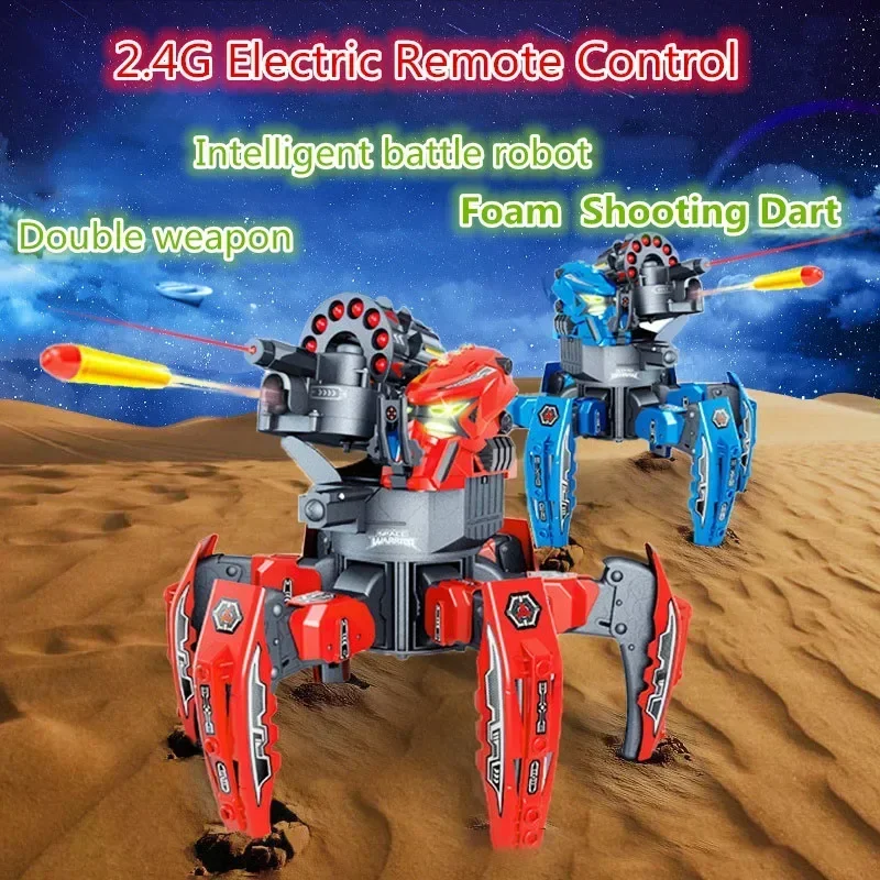 

DIY Shooting Game Six-legged Spider Robot 2.4G Radio remote control Double weapon RC Robot Toys For Children Gifts Puzzle Robot