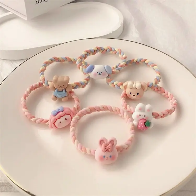 

Cute Little Rabbit Bear Braided Hair Ties High Elastici Hair Ba Hair Ba Fre out Sweet Sle Hair Accories