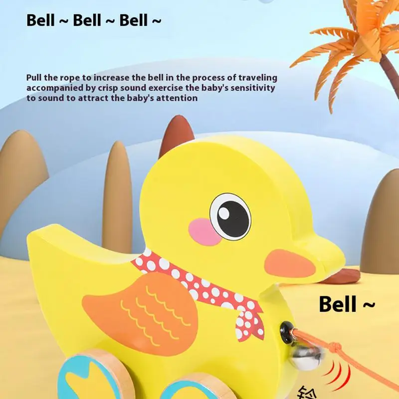 Pull Along Walking Toys Wooden Toddler Push Toy Pull Interactive Sensory Walk Along Animal Pull Toy With String And Bell For 1-3