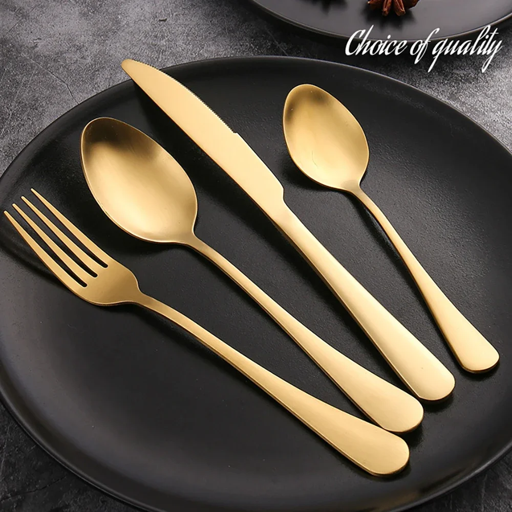 24pcs Cutlery Sets Stainless Steel Rainbow Dinnerware Set Knife Fork Spoon Flatware Matte Dishwasher Safe Kitchen Tableware Set