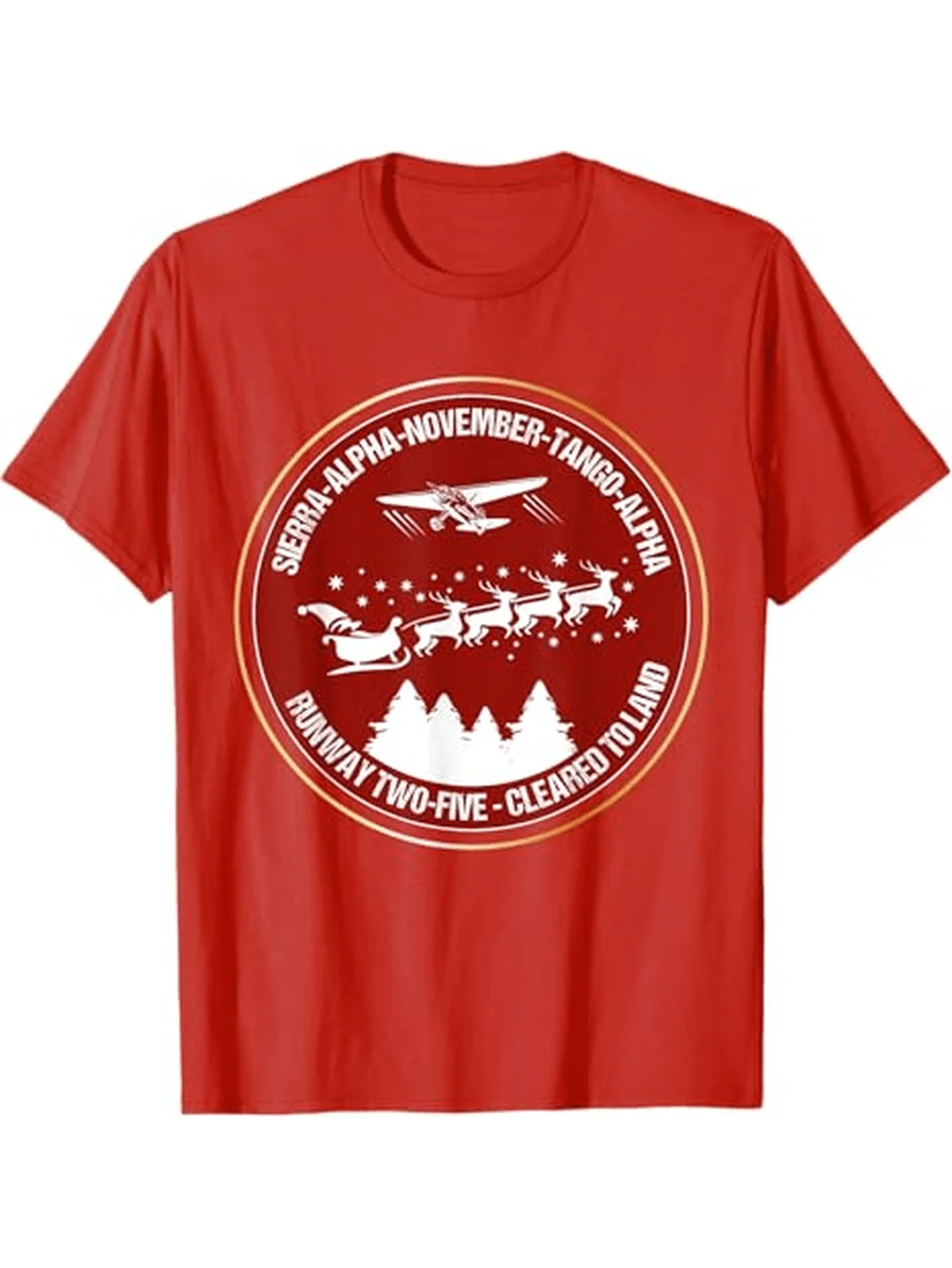 Funny Santa Airlines Airplane Christmas Gift T-Shirt 100% Cotton O-Neck Short Sleeve Summer Casual Mens T-shirt Streetwear