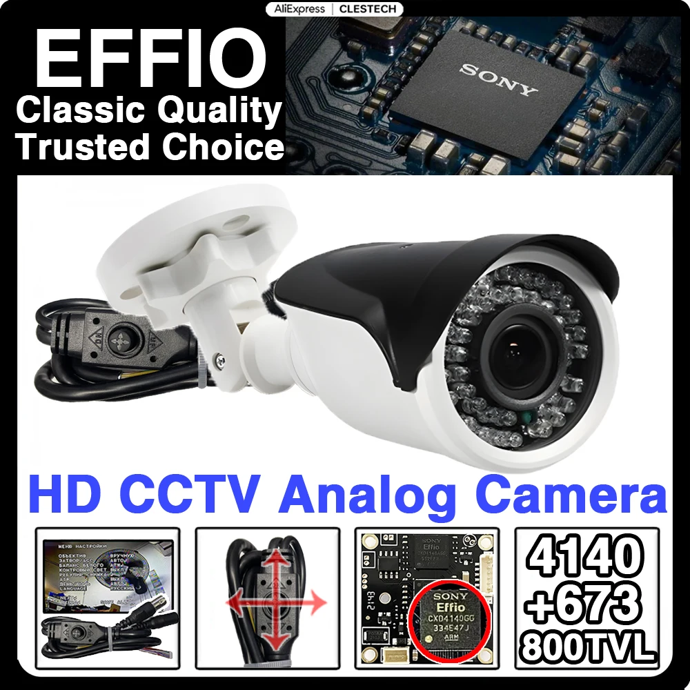 Sony Effio HD Mini CCTV Camera 1200TVL Outdoor Waterproof Night Vision Featuring Sony Effio CCD 4140+673 and OSD Menu Control