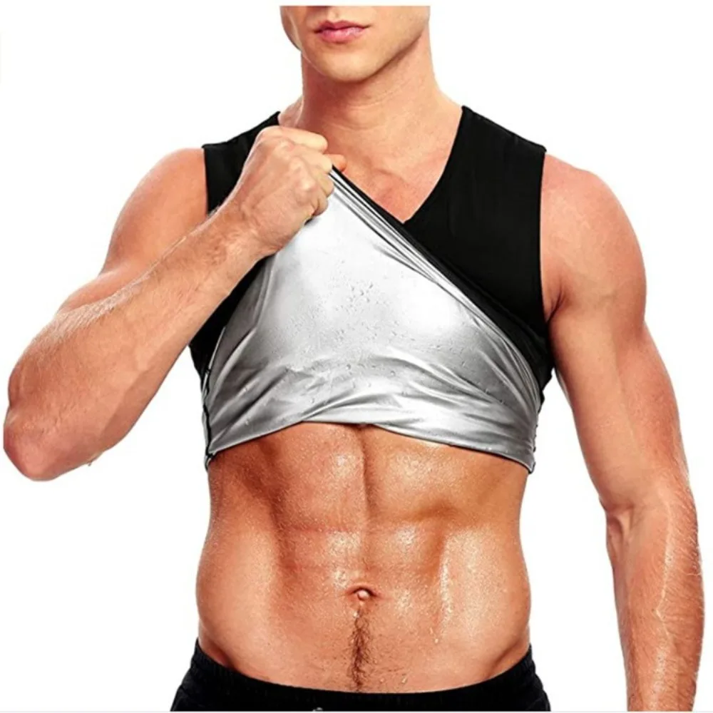 Sauna Sweat Shirt for Men Short Sleeve Body Shaper Gym Exercise Fitness Solid Top Shapewear Sauna Sweat T-Shirt Waist Slimming