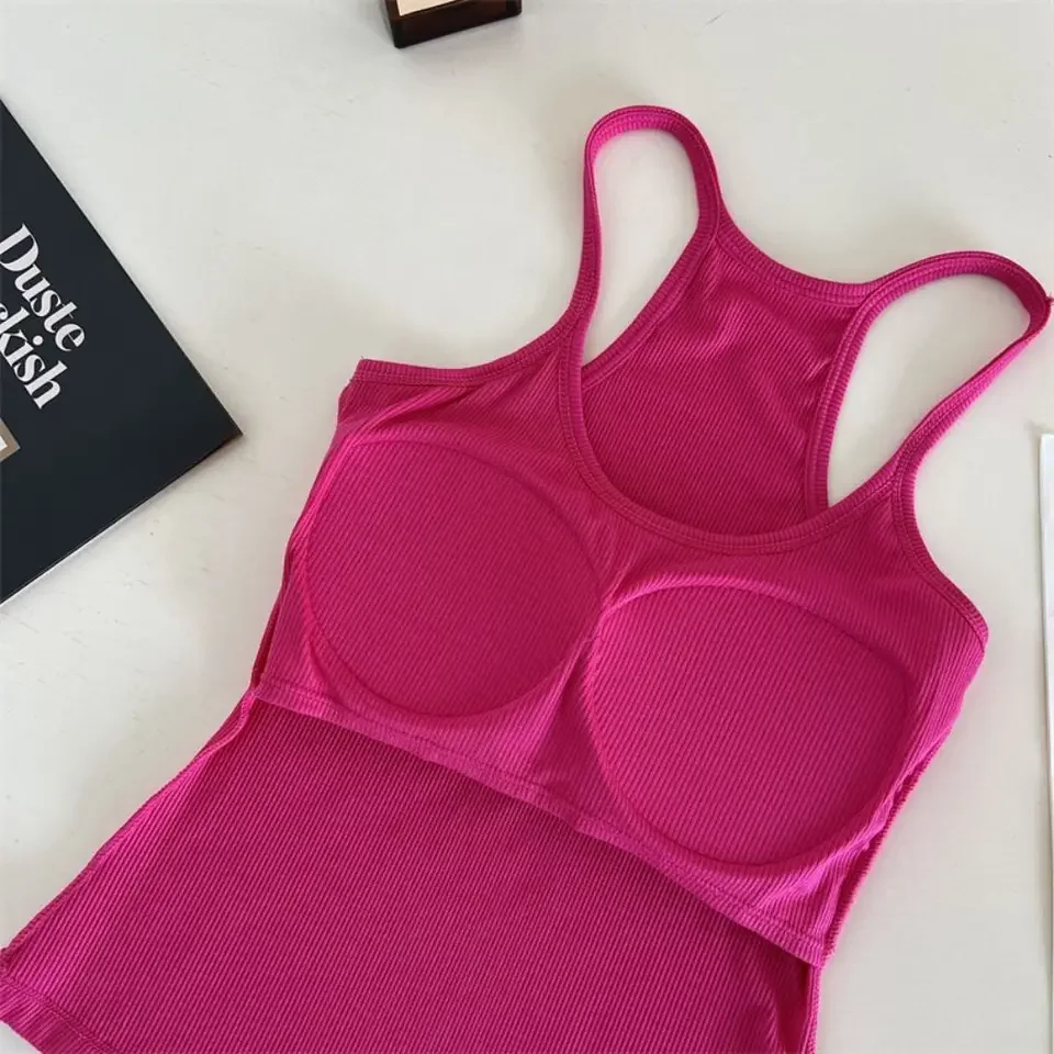 

Nylon Crop Tops Bra MEW Lingerie Underwear Summer Vest One-piece Sports Bra Seamless Camisole with Chest Pads Y2k Girls