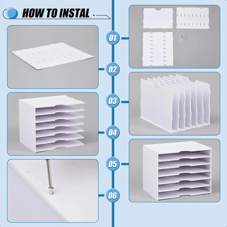 Juexica Vassoi di carta impilabili a 7 livelli per organizer da scrivania per decorazioni per l'home office 14,2 x 10,2 x 11,8 pollici