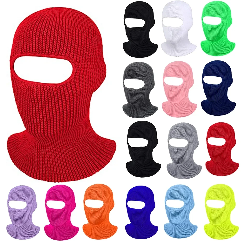 1 Hole Knitted Full Face Cover Adult Winter Ski Balaclava for Outdoors