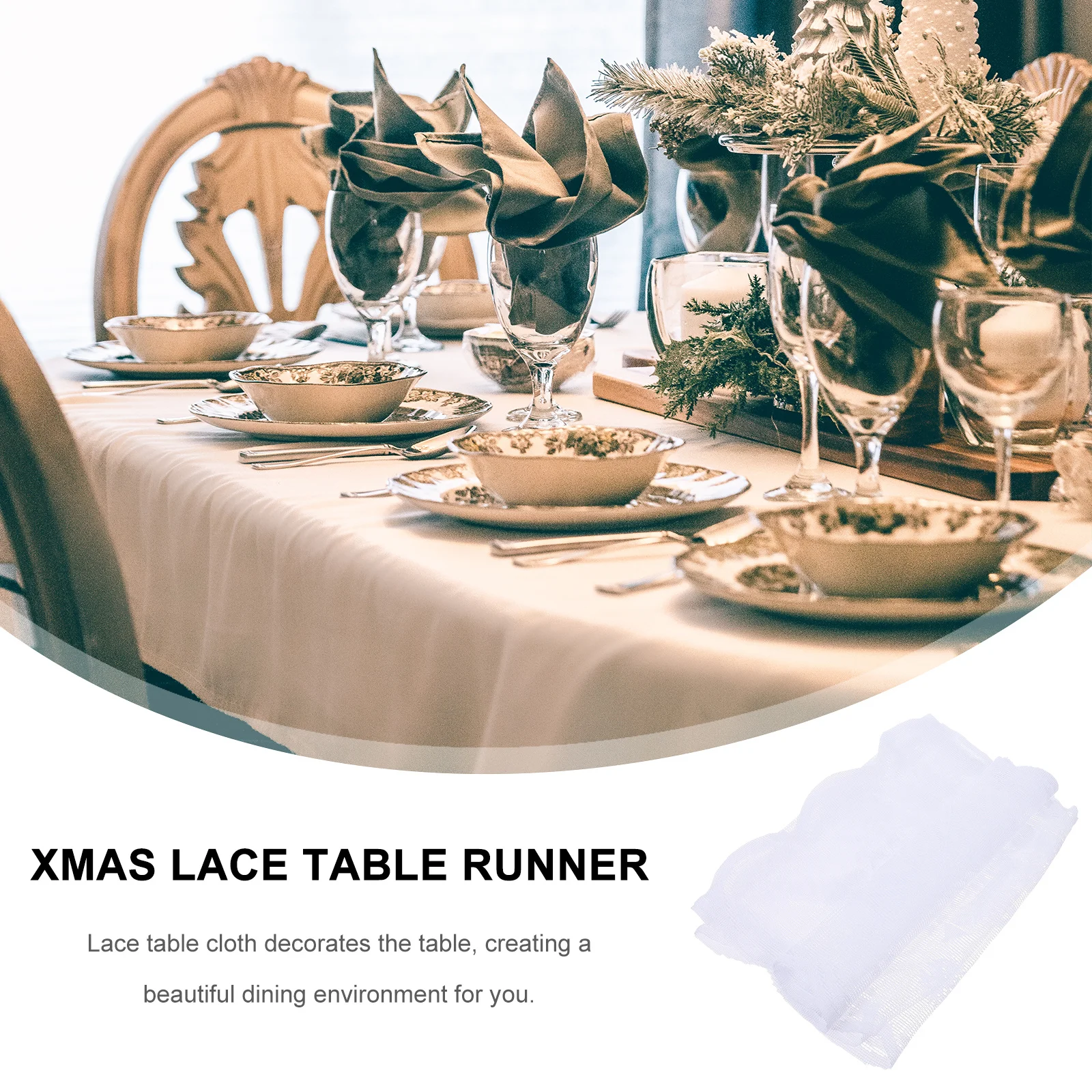 

1Pcs Xmas Christmas Table Runner Lace Decorative Tablecloth Home Bar Restaurant Party Table Cover Xmas Elements Party Mat