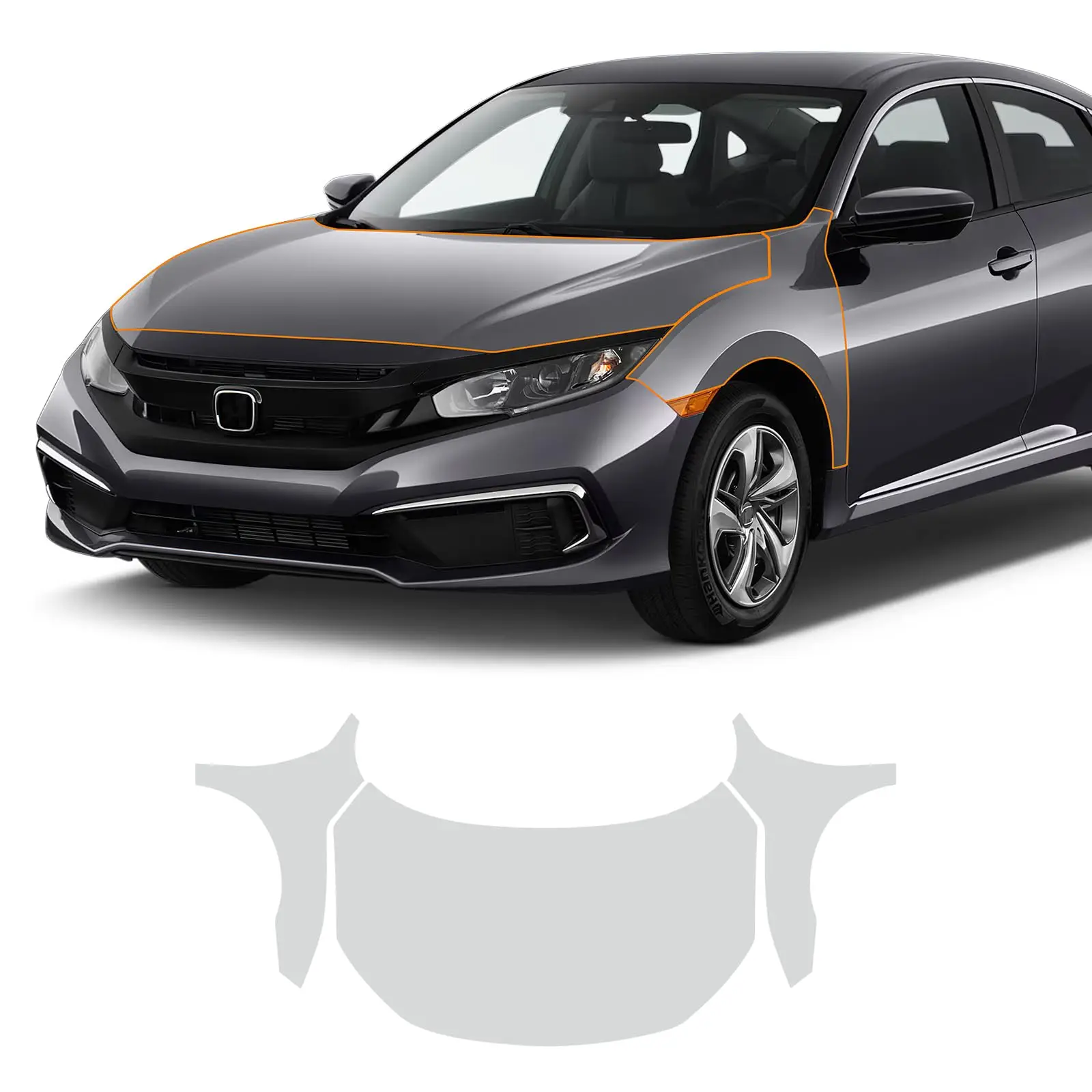 

For Honda Civic 2019 2020 2021 Car TPU Pre-cut PPF Kit Scratch-resistant Front Bumper Hood Engine Transparent Protective Film