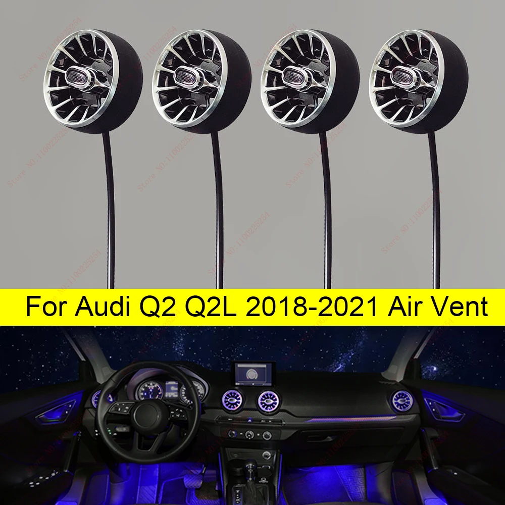 21-color For Audi Q2 Q2L 2018-2021 MMI Control LED Front Air Vent Nozzle Atmosphere Lamp Decorative Strip Ambient Light