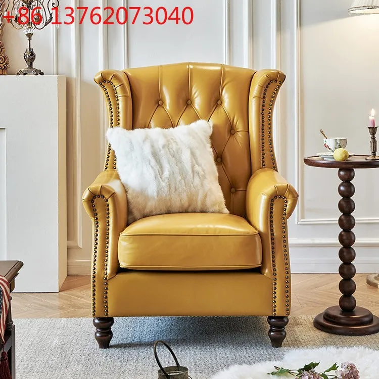 

Кресло American Tiger из желтой кожи, из натуральной кожи первого слоя, для гостиной, одноместное.