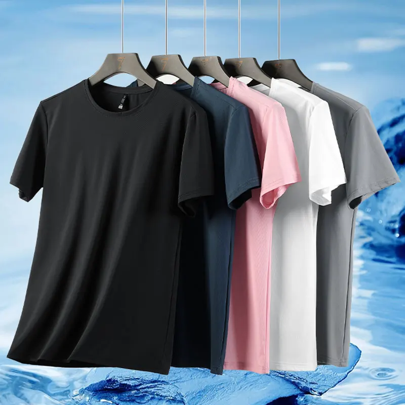 Summer Running T-shirt Quick Dry Breathable Striped T-shirt Men Sportswear Jogging Gym Sport Top Women Fitness Short Sleeve 7XL