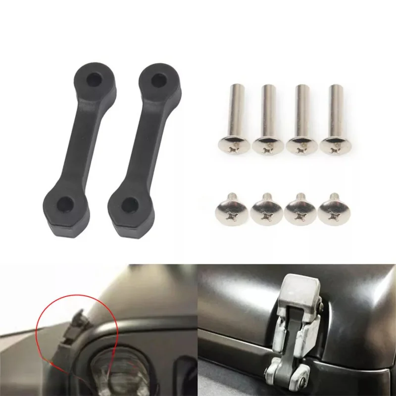 For Jeep Wrangler JK 2007-2017 Black Hood Latch Upgrade Kit-Vibration Dampening