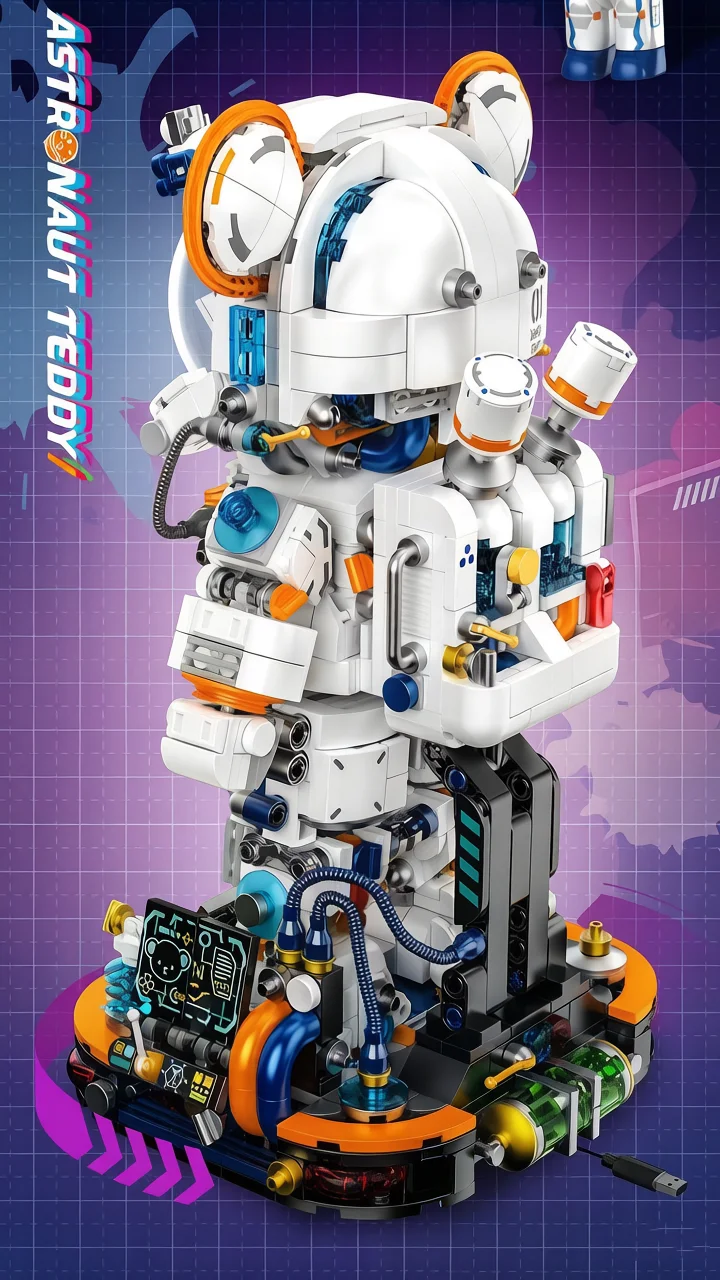 Idea Mechanischer Bär Astronaut Baustein-Modellsets Figuren Konstruktions-Bausteine Spielzeug-Kollektion Mit Licht Als Geschenke – Detail 3
