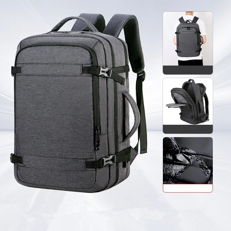 Nesitu Expandable A4 Large Capacity 14 15.6 16 inch Laptop Men Women Laptop Backpack Schoolbag Travel Bag Black Grey M1907