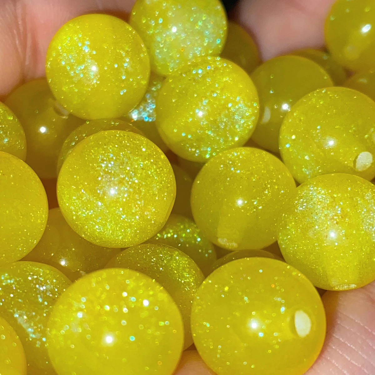 50pcs 8/12mm Yellow Resin Starry Sky Circular Spacer Beads DIY Bracelet Necklace Handmade Accessories