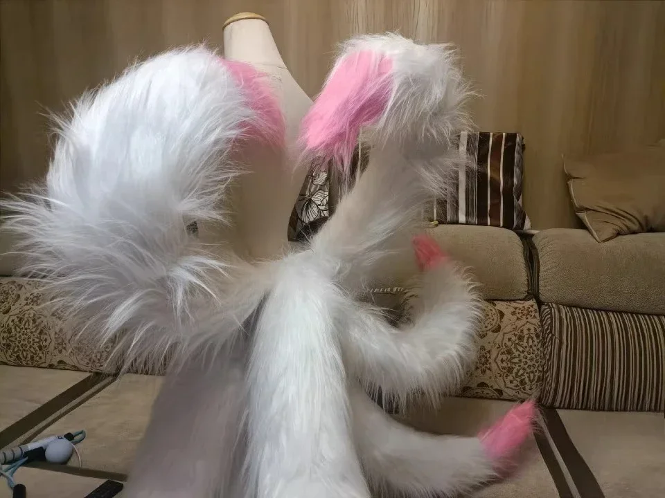Yae Miko Game Genshin Impact The Nine-Tailed Fox White Pink Tail Prop Cosplay For Halloween Fancy Party Accessories