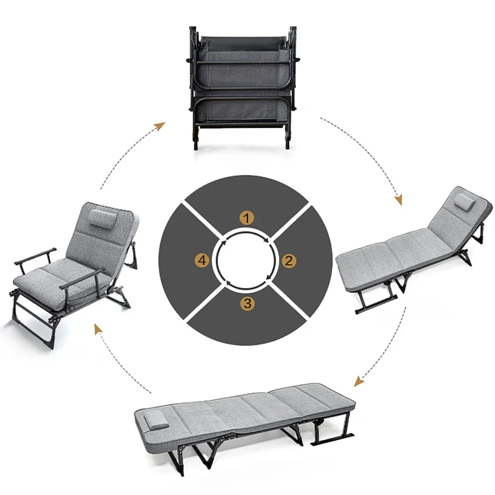 Silla de salón plegable, máquina de siesta de oficina, cama plegable y sofá, silla reclinable de doble uso, diseño de cama individual cómodo y