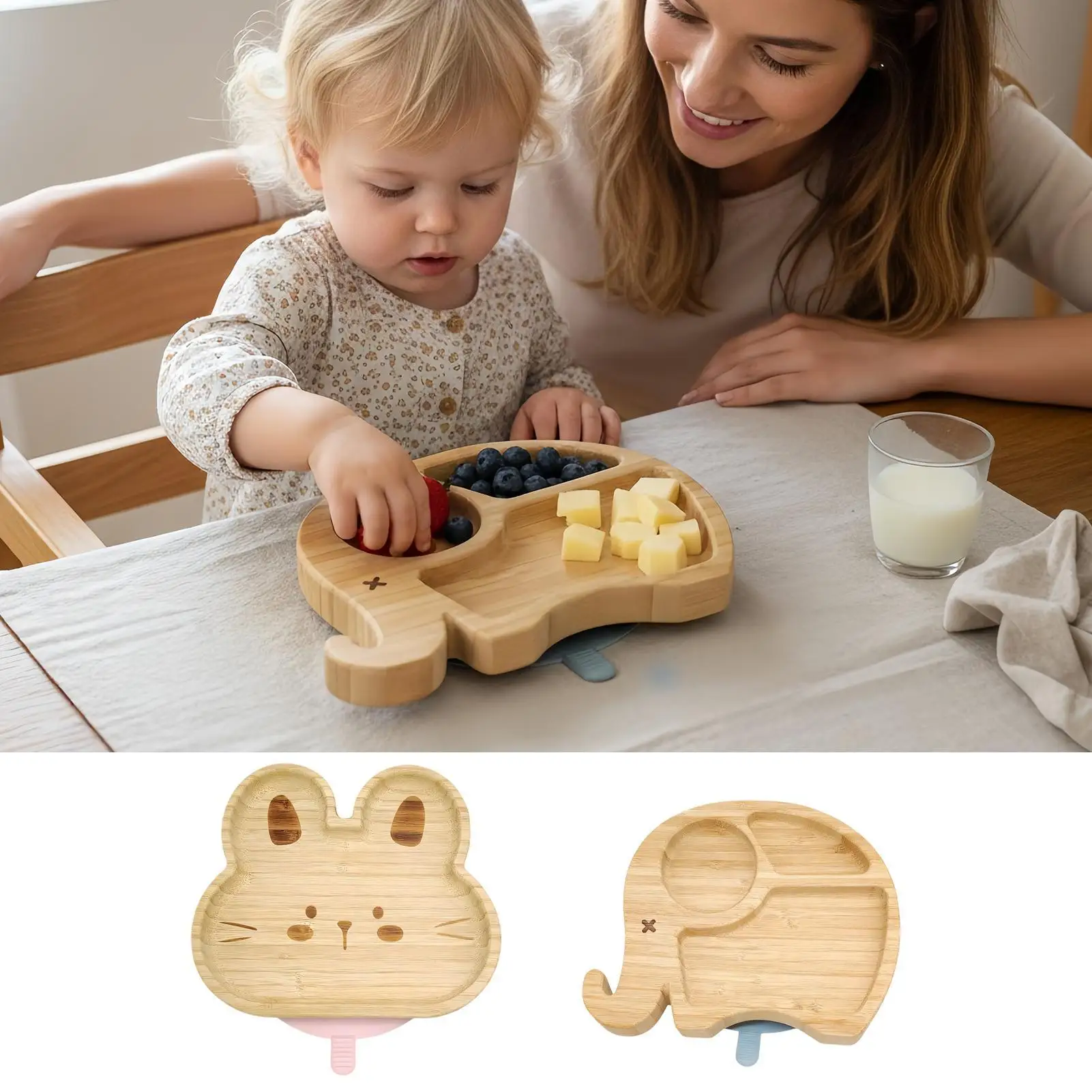 

Kids Dinnerware Set Cartoon Divided Plate and Placemat Kit Cartoon Children Tableware Set for Camping Outdoor Dining Travel