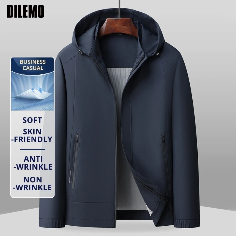 

Высший класс против морщин, новый мужской деловой повседневный брендовый пиджак с капюшоном для взрослых, ветровка, легкие исполнительные пальто