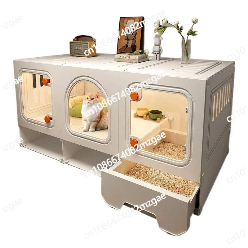 

Cat villa with toilet integrated home indoor small apartment cat cage one-room bathroom cat house