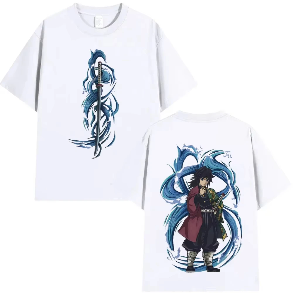 

Anime Demon Slayer Water Hashira Tomioka Giyuu Graphic T Shirt Men Women Cartoon Manga Merch T-shirt Male Casual Cotton T-shirts