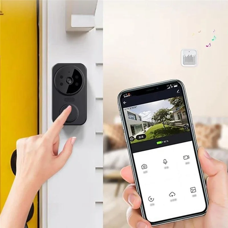 Timbre de puerta inteligente FULL-Tuya, cámara inalámbrica WIFI, cámara alimentada por batería de CC y CA, timbre de vida inteligente