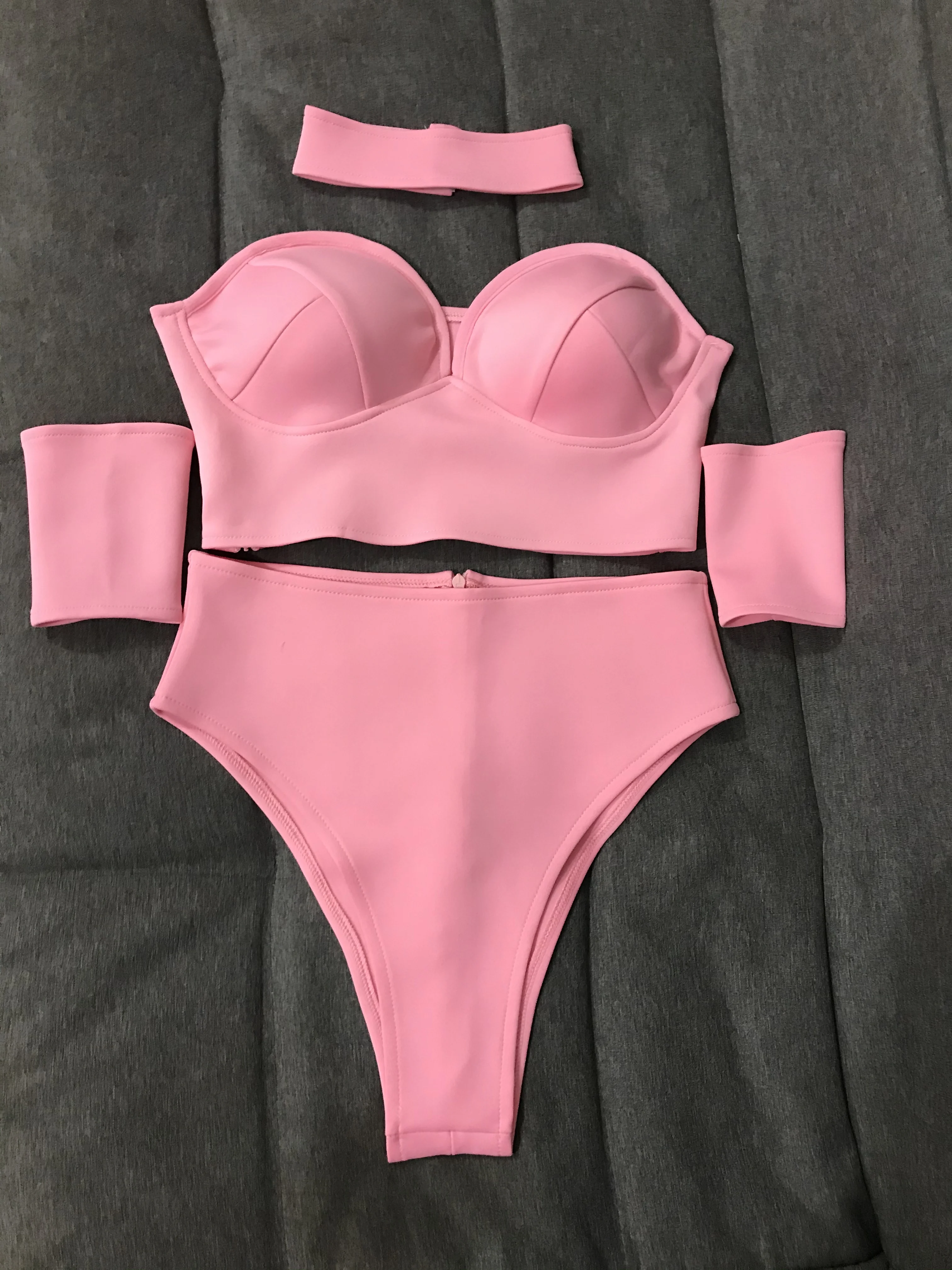 

New Female Nightclub Jazz Dancewear Pink Bikini Sexy Pole Dance Costume Rave Outfit Gogo Dancer Stage Performance Clothes Set
