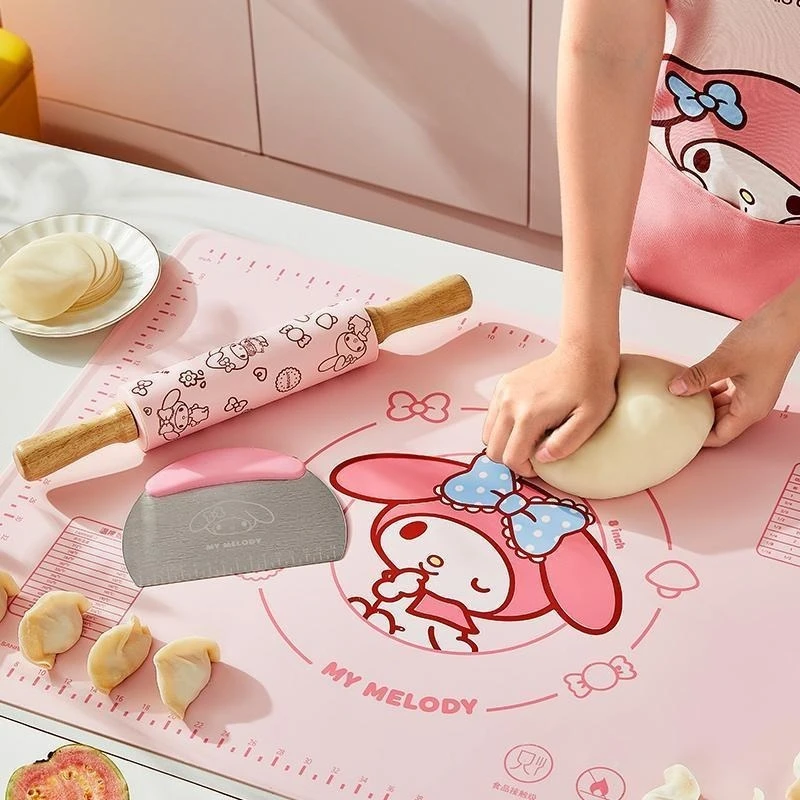 

Sanrio Cartoon Hellokitty Bread Dim Sum Kneading Noodle Set Baking Thicken Antiskid Silicone Mat Household Kitchen Supplies