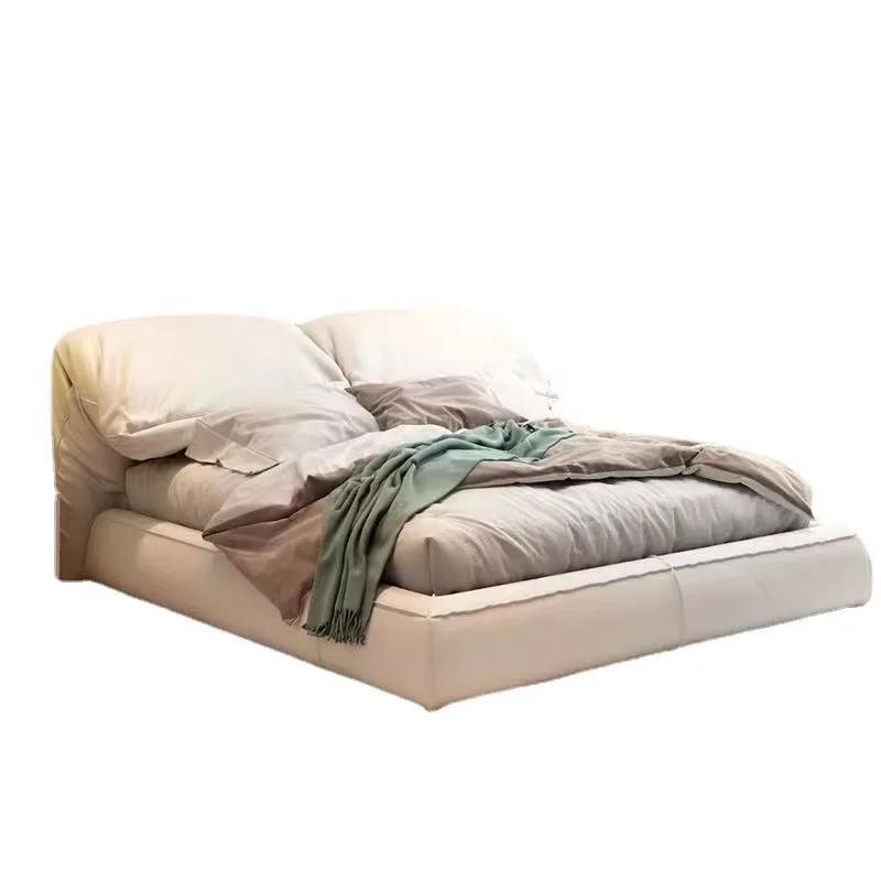 

Elephant ear fabric double master bed, Italian minimalist, down Italian, minimalist technology cloth