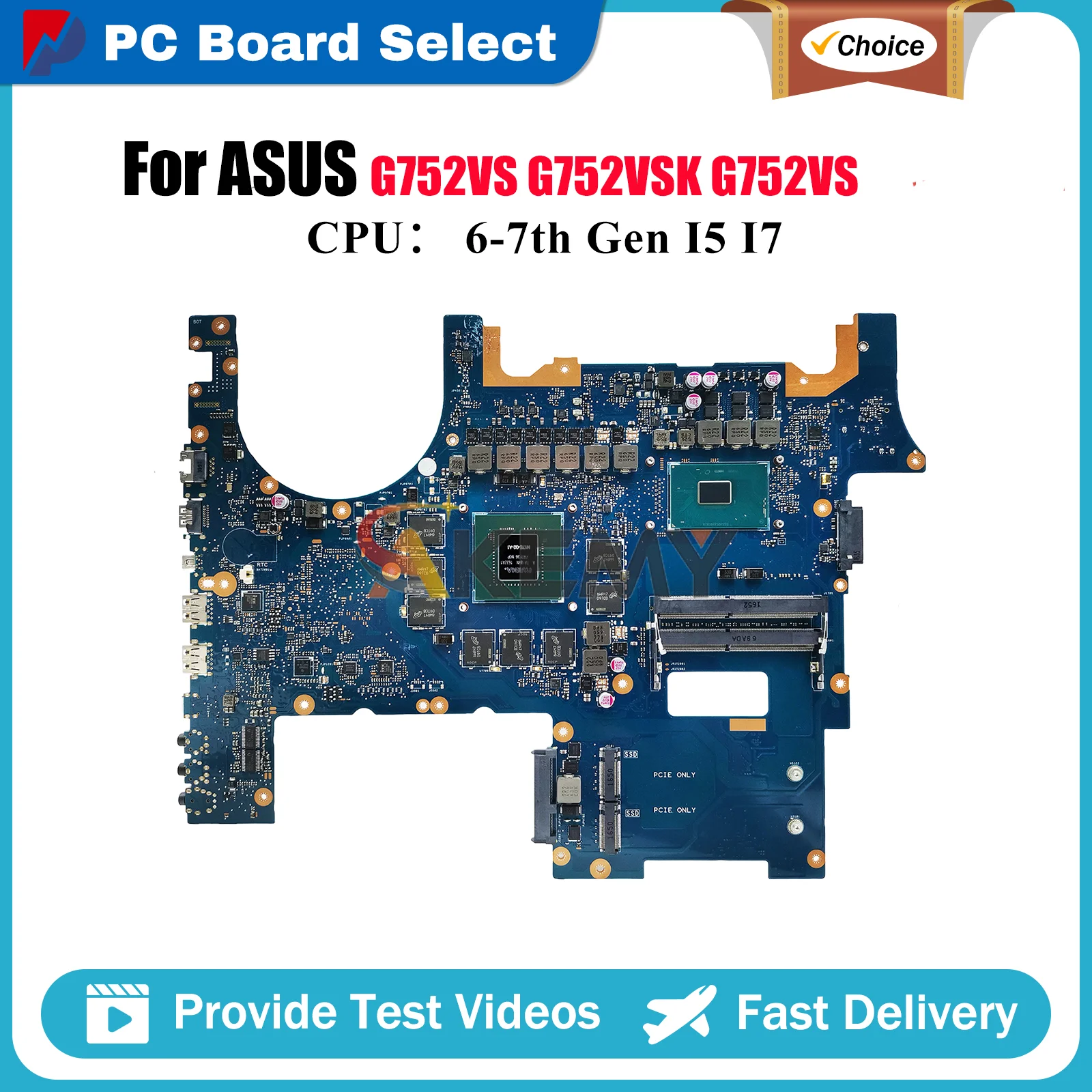 

G752VS Laptop Motherboard For ASUS ROG GL752VW G752VS G752VSK G752V GL752VL Notebook Mainboard With I5 I7 CPU 100% tests OK stk