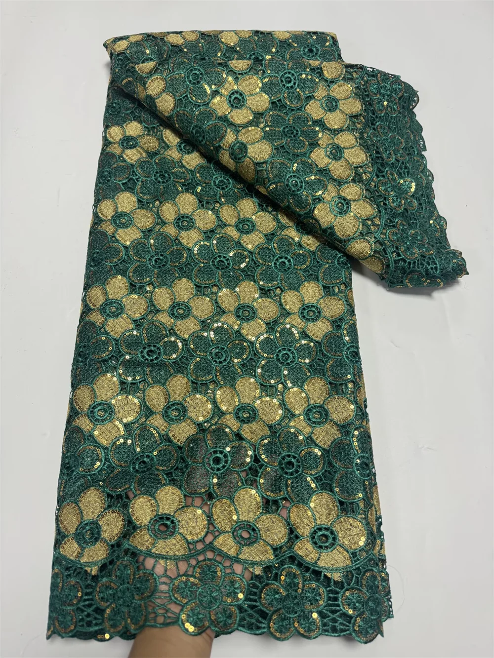 アフリカコードレース生地オレンジレースギピュール生地高品質レース 2025 女性のためのドレスブルー 5 ヤード