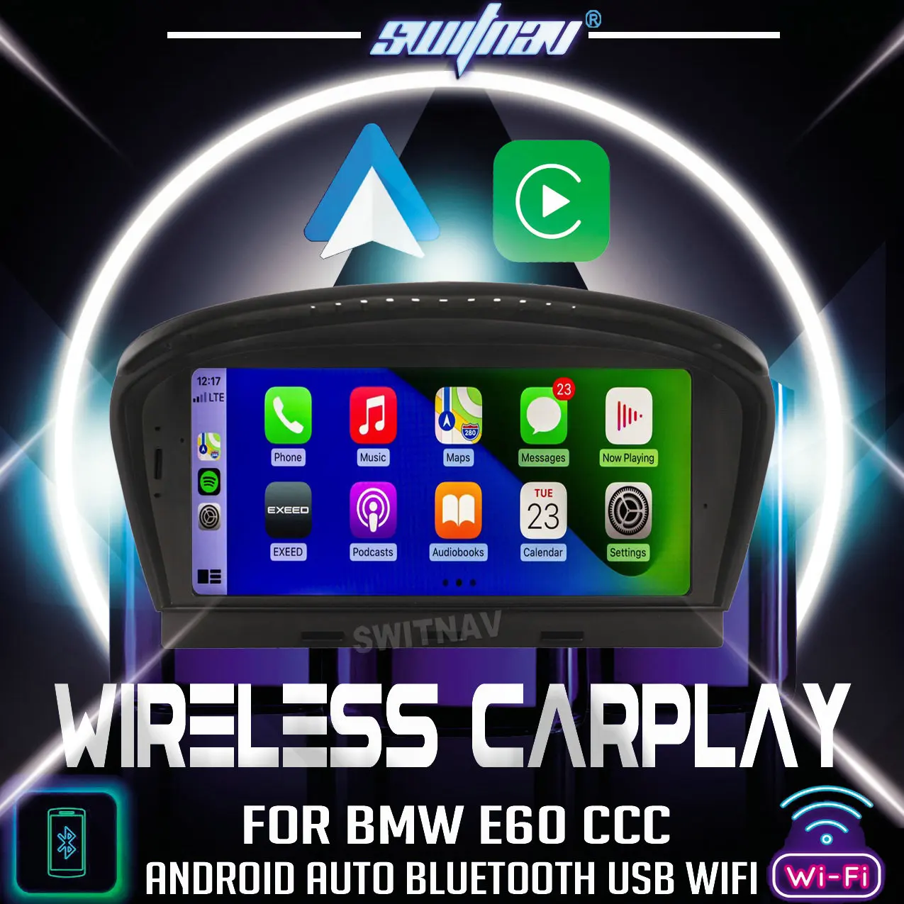 SWITNAV Wireless CarPlay Android Auto FOR BMW E60 E61 E63 E64 Car Multimedia Touch Screen Head Unit  monitor