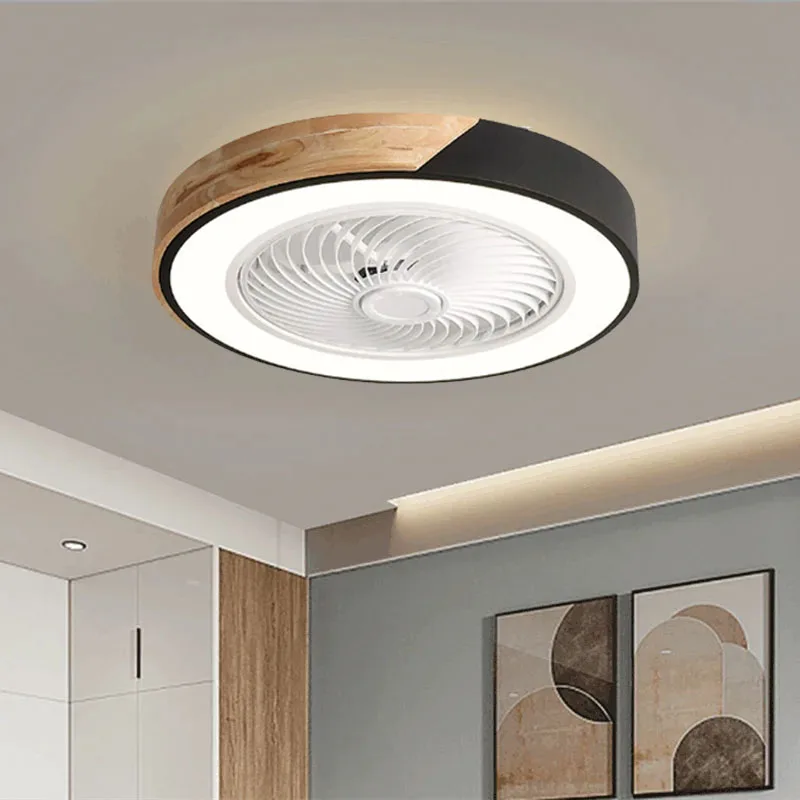 Imagem -03 - Ventiladores de Teto com Luz Smart App Sala de Estar Sala de Jantar Motor dc Velocidades 52cm Iluminação 36w Piso Baixo Lâmpada de Madeira