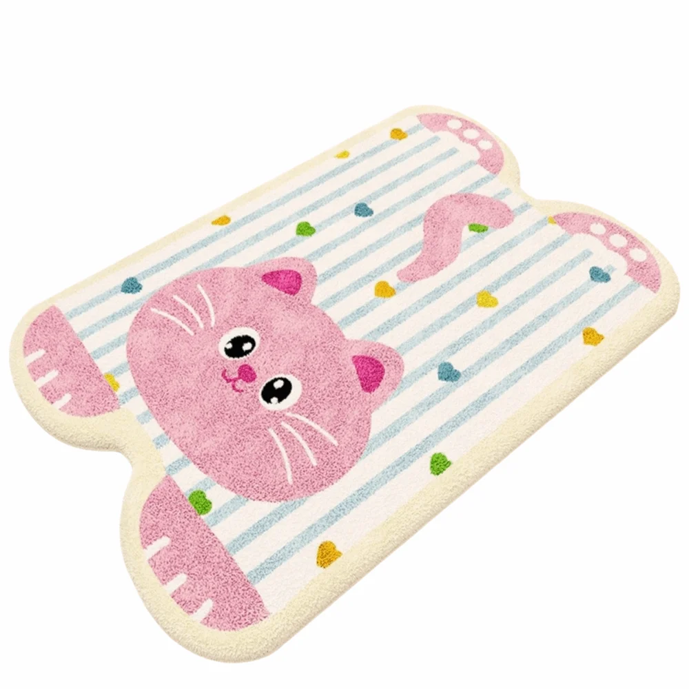 

Material Bathroom Floor Mat Cartoon Design Thickened Foot Mat Water Absorption Irregular Shaped Bathroom Rug Bathroom Use