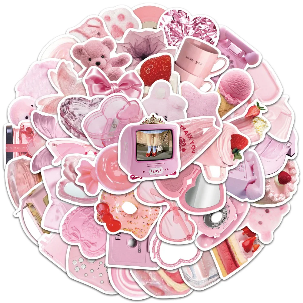 10/30/50pcs Cute Korean Pink Girl Heart Stickers Ins Style Aesthetic Decals Suitcase Phone Laptop Kawaii Sticker Decoration Toy