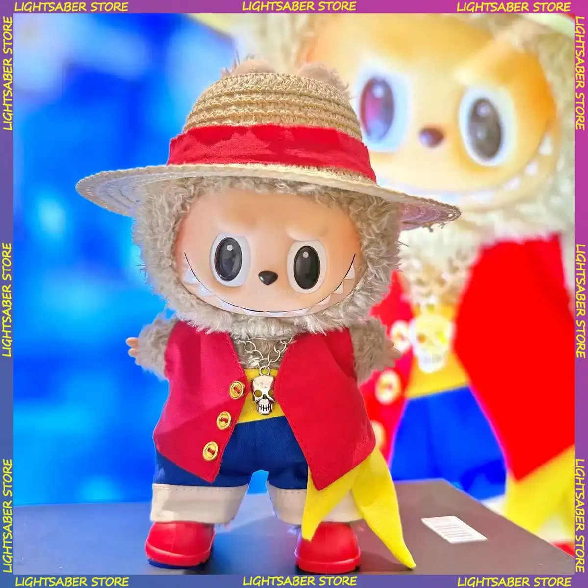 

Hot Labubu Doll Clothes Cartoon Chopper Hat Backpack Luffy Straw 4-piece Set Mini Plush Doll Clothing Fashion Doll Accessories